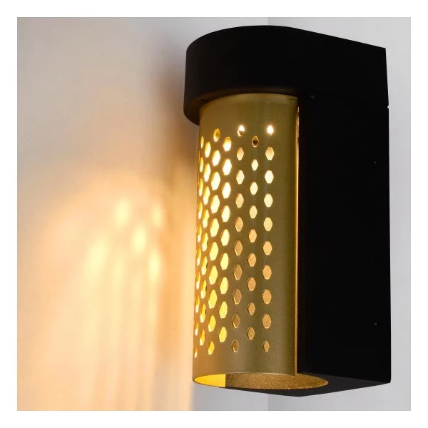 Lucide KIRAN - Wandlamp Binnen/Buiten - LED - 1x10W 2700K - IP65 - Mat Goud / Messing - detail 3